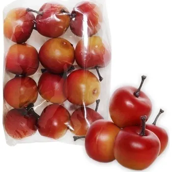 umělá květina Jablka přízdoba pvc 12ks/3,5cm červená