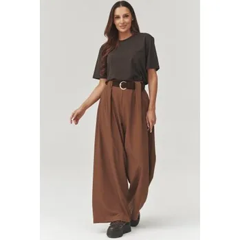 Dámské široké kalhoty Makadamia C34 - hnědé Hnědá M