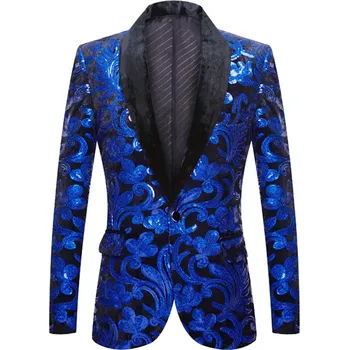 Best Fashion Pánské výrazné sako pro jevištní vystoupení Velikost: S, Barva (Varianta): Modrá