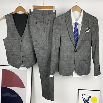 Best Fashion Pánský třídílný oblek v elegantním italském stylu Velikost: S, Barva (Varianta): grey 3 piece set
