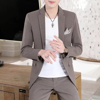 Best Fashion Pánský elegantní oblek pro business i volný čas Barva: Kávová, Velikost: M