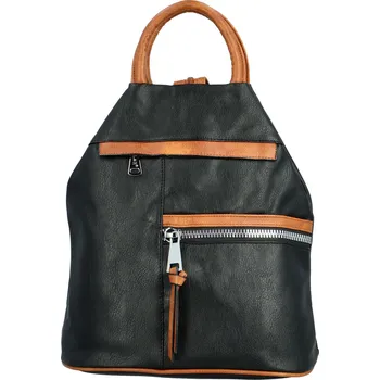 Městský batoh Módní dámský koženkový batůžek Lam Lady, černo-hnědý