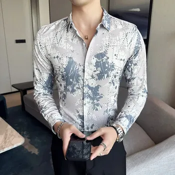 Pánská móda Best Fashion Pánská košile s výrazným potiskem pro volný čas Barva: Šedá, Velikost: 4XL