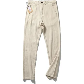 Pánská móda Best Fashion Pánské prodyšné kalhoty z přírodních vláken Barva: Khaki, Velikost: 30