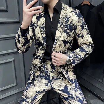 Pánský oblek Best Fashion Pánský bavlněný oblek pro svatby a práci Barva: Tmavě Modrá, Velikost: 3XL