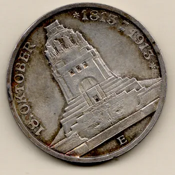 3 Marky 1913 – Bitva národů u Lipska, Sasko (Friedrich August III.) E Muldenhütten 16,66 g