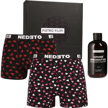 Pánské spodní prádlo Pánská dárková sada trenky a boxerky Nedeto a sprchový gel Pietro Filipi (3NPGBP1L) XXL Možnost vrácení zboží ZDARMA do 120 dnů!