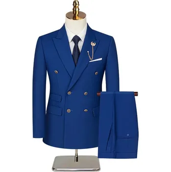 Best Fashion Pánský dvouřadý oblek pro slavnostní příležitosti Velikost: S, Barva (Varianta): 8211 A6 dark blue