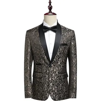 Best Fashion Pánské vzorované sako pro slavnostní události Barva: Kávová, Velikost: S