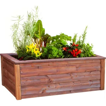 Truhlík Vysoký záhon dřevo přírodní 100x64x36cm