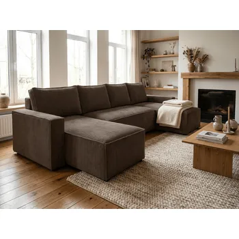 Sedací souprava Tmavě hnědá sedací souprava do U SMART COSARO 295x140 cm