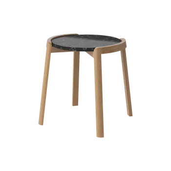 Konferenční stolek Mix 46, Povrchy Pískový travertin, Podnož Bělený dub