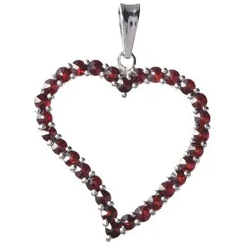 Přívěsek Stříbrný přívěsek s českým granátem, rhodiovaný - srdce