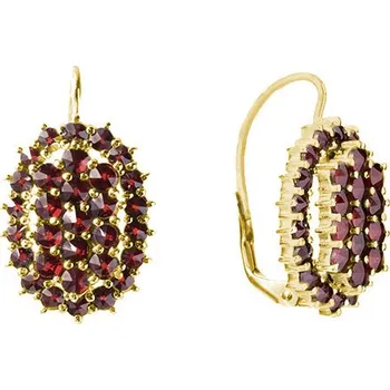 Náušnice Zlaté náušnice s českým granátem - ovál Zapínání: klapka