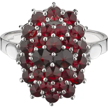 Prsten Stříbrný prsten s českým granátem, rhodiovaný - ovál Velikost: 62