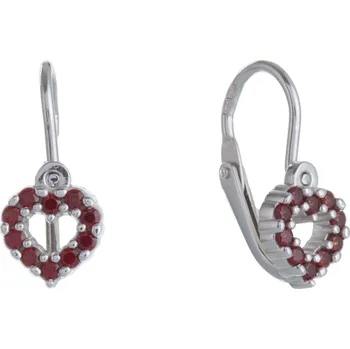 Náušnice Stříbrné náušnice s českým granátem, rhodiované - srdce Zapínání: balónek