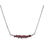 Stříbrný náhrdelník s českým granátem, rhodiovaný