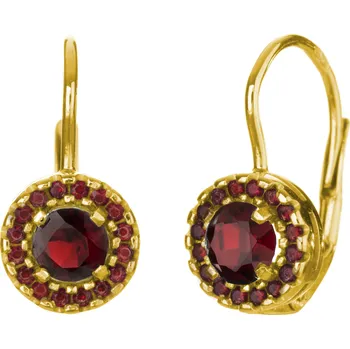 Náušnice Zlaté náušnice s českým granátem - kruh Zapínání: klapka