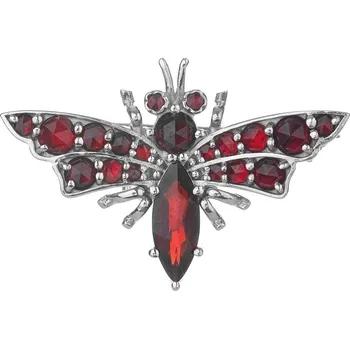 Brož Stříbrná brož s českým granátem, rhodiovaná - zvíře - motýl