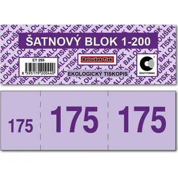 Tiskopis Šatnové bloky 1-200 čísel - fialová