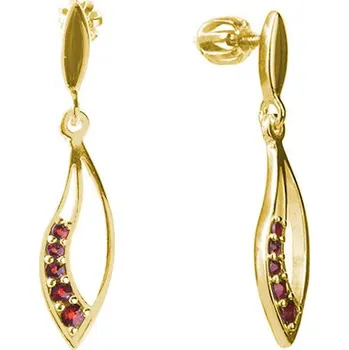 Náušnice Stříbrné náušnice s českým granátem, zlacené - kapka Zapínání: balónek