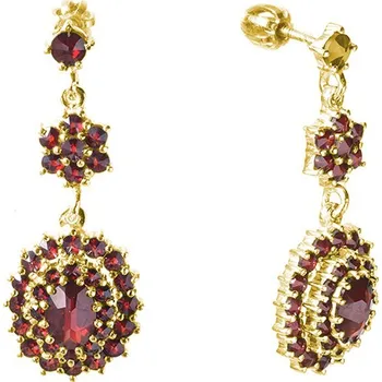 Náušnice Stříbrné náušnice s českým granátem, zlacené - ovál Zapínání: puzeta