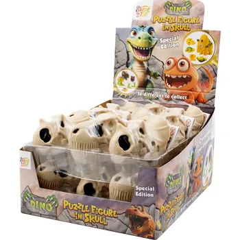 Bonbon Dino puzzle figure in skull - lebka dinosaura s překvapením a cukrovinkou 5g