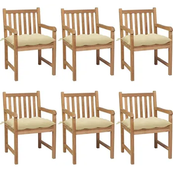 vidaXL Zahradní židle 6 ks podušky masivní teakové dřevo [3073050] Barva: krémová