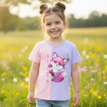 Dívčí oblečení DÍVČÍ TRIČKO fialová/sv.růžová Kugo DC9406