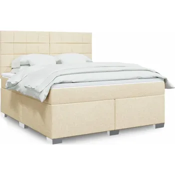 Postel vidaXL Box spring postel s matrací 180x200 cm textil [3290569] Barva: krémová