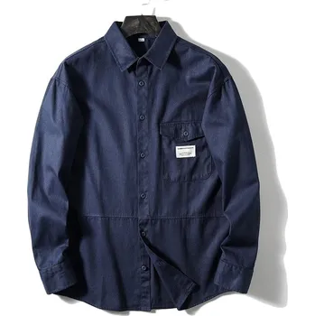 Pánská košile Best Fashion Pánská košile s dlouhým rukávem pro elegantní styl Barva: Tmavě Modrá, Velikost: M