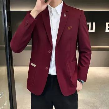 Best Fashion Pánské společenské sako v elegantním stylu Barva: Červená, Velikost: 4XL