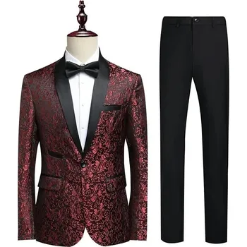 Pánský oblek Best Fashion Pánský oblek pro formální i pracovní příležitosti Barva: Červená, Velikost: M