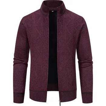 Pánská móda Best Fashion Pánský pletený svetr pro business casual styl Barva: Vínová, Velikost: M