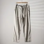 Best Fashion Pánské lněné kalhoty pro pohodlné nošení Barva: Světle Šedá, Velikost: XL
