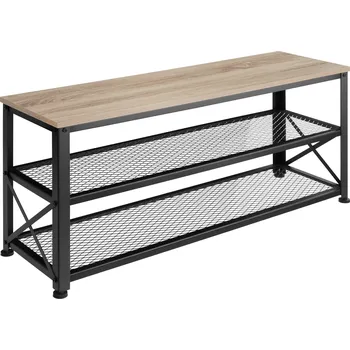 Botník TecTake GmbH 404290 botník blackpool 101x30,5x45,5cm - industrial světlé dřevo, dub sonoma