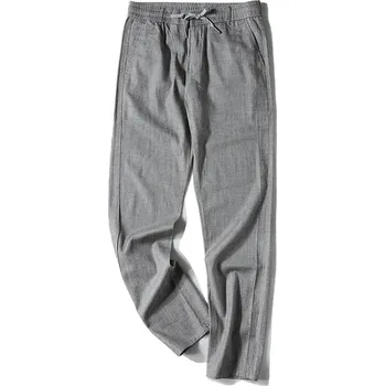 Pánské kalhoty Best Fashion Pánské lehké kalhoty s rovnými nohavicemi na léto Barva: Tmavě Šedá, Velikost: 31