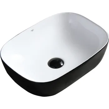 Umyvadlo BPS-koupelny Keramické umyvadlo na desku HYD-MO-BL-WH-455 45,5x32,5 cm, bílé/černé