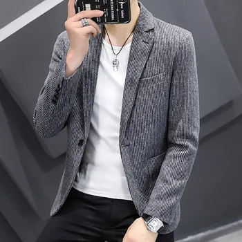 Best Fashion Pánské pruhované sako pro společenské události Barva: Tmavě Šedá, Velikost: XL