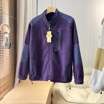 Pánský zimní kabát Best Fashion Unisex fleecová bunda se stojáčkem pro chladné dny Velikost: M, Barva (Varianta): Fialová