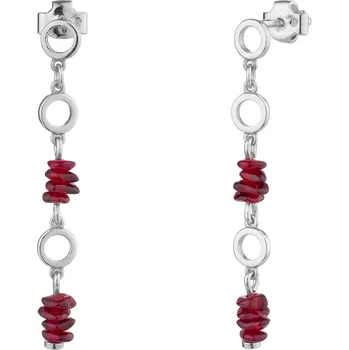 Náušnice Stříbrné náušnice s českým granátem, rhodiované Zapínání: puzeta