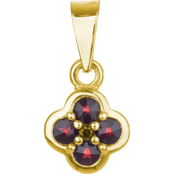 Přívěsek Stříbrný přívěsek s českým granátem, zlacený - květina