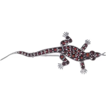 Brož Stříbrná brož s českým granátem, rhodiovaná - zvíře - ještěrka