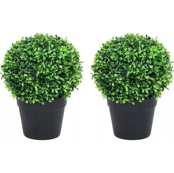 umělá květina Koule z umělého buxusu v květináči, 2 ks, zelené, 27 cm