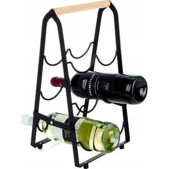 Stojan na víno STOJAN NA VÍNO KOVOVÝ ČERNÝ REGÁL NA LAHVE BAR POLICE MODERNÍ LOFT