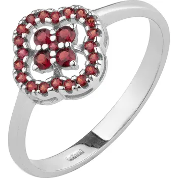 Prsten Stříbrný prsten s českým granátem, rhodiovaný Velikost: 52