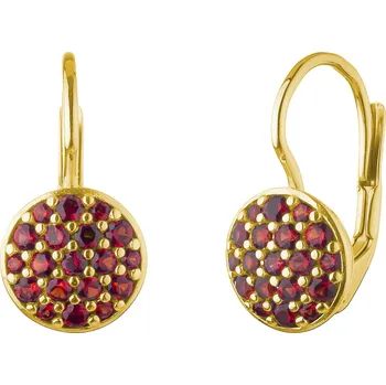 Náušnice Stříbrné náušnice s českým granátem, zlacené - kruh Zapínání: balónek