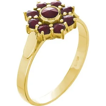 Prsten Stříbrný prsten s českým granátem, zlacený - květina Velikost: 50