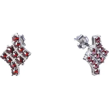 Náušnice Stříbrné náušnice s českým granátem, rhodiované Zapínání: klapka