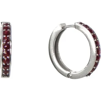 Náušnice Stříbrné náušnice s českým granátem, rhodiované - kruh Zapínání: kreole
